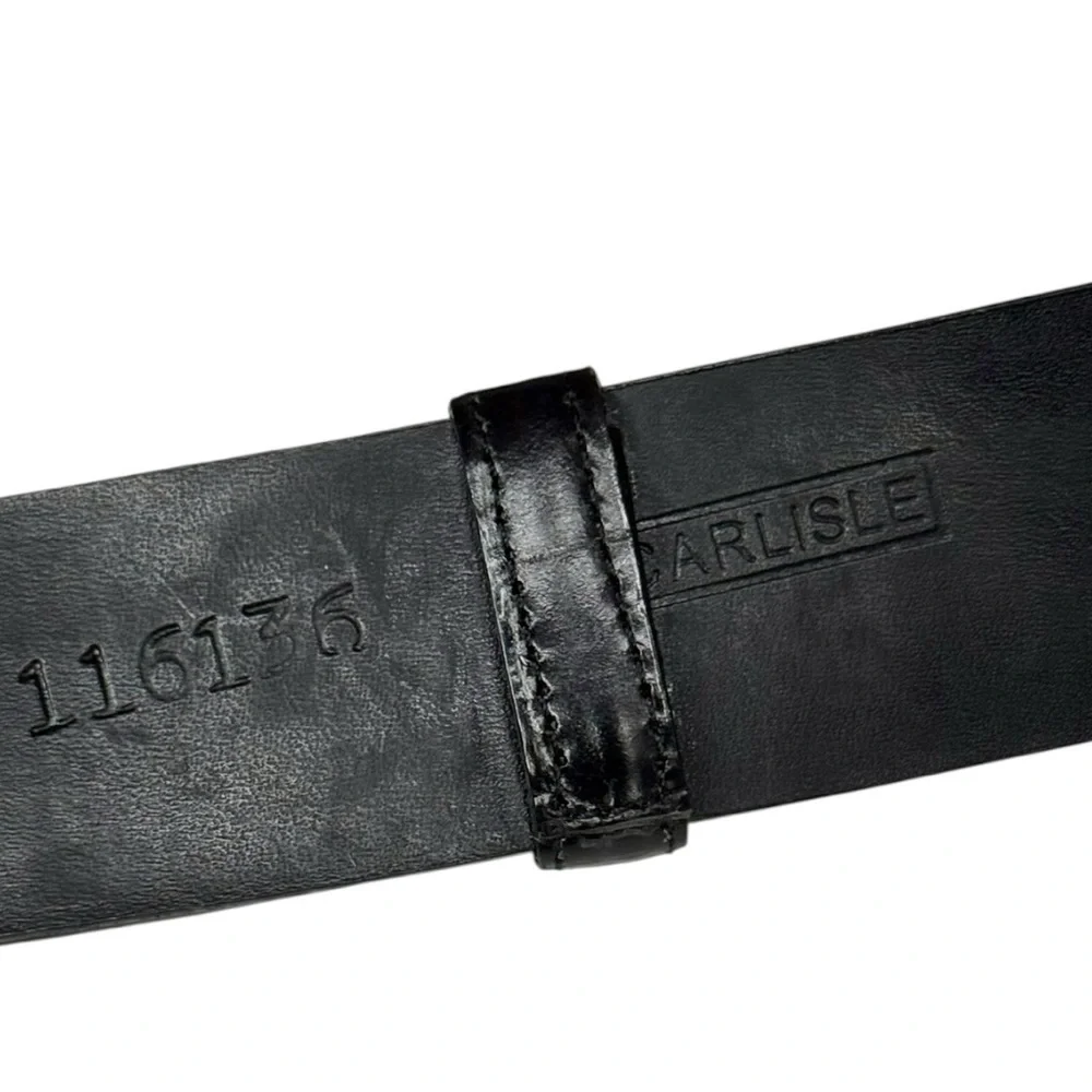 Carlisle Black Croc-Embossed Leather Belt with Sculptural Silver Buckle, Small - Picture 5 of 13